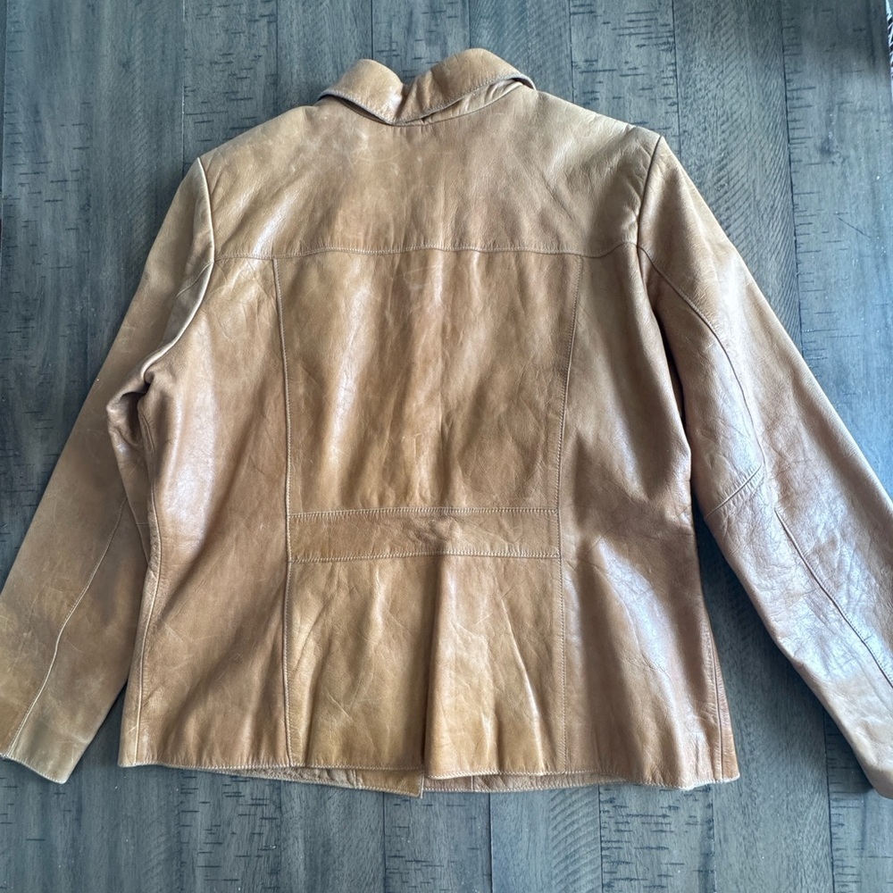 Mossimo Leather Jacket Light Beige - Picture 2 of 11
